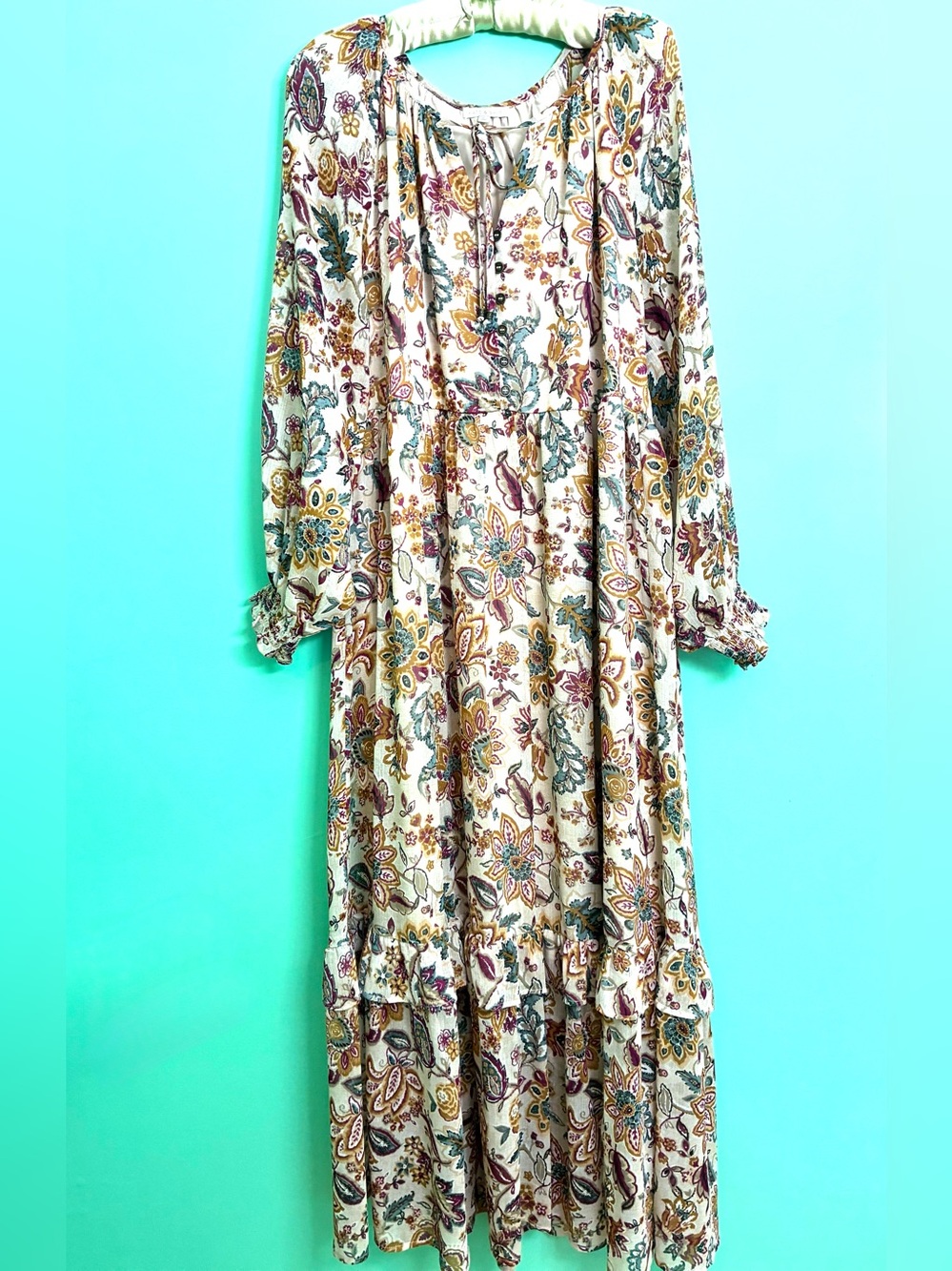 Kate & Sam Boho Tiered Floral Long Sleeve Maxi Dress - Picture 15 of 16